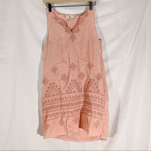 C & C California Embroidered Pink Linen Dress